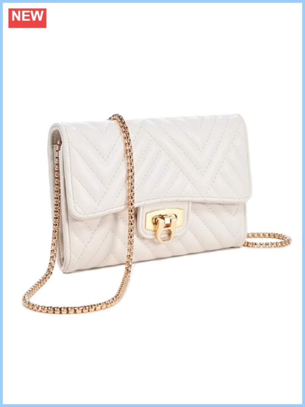 Quilted Faux Leather Crossbody Wallet Bag Sling Phone Holder Adjustable Chain